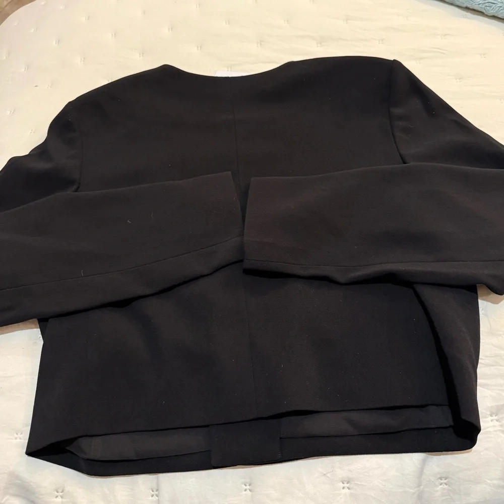 Express Women’s Cropped Open Novelty Black Blazer With Gold Buttons Size L NWT